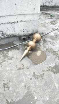 A part of the dome that collapsed during rain and thunderstorm on Friday evening. (HT PHOTO) A part of the dome that collapsed during rain and thunderstorm on Friday evening. (HT PHOTO)