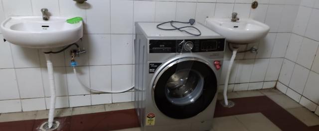 The washing machines brought in at the Covid-19 facility at the civil hospital. (HT PHOTO) The washing machines brought in at the Covid-19 facility at the civil hospital. (HT PHOTO)