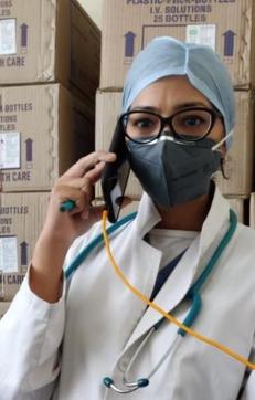 Since joining back on April 11, Dr Harleen Kaur, an emergency medical officer at the Phase-6 civil hospital, has been working without leave. (HT PHOTO) Since joining back on April 11, Dr Harleen Kaur, an emergency medical officer at the Phase-6 civil hospital, has been working without leave. (HT PHOTO)