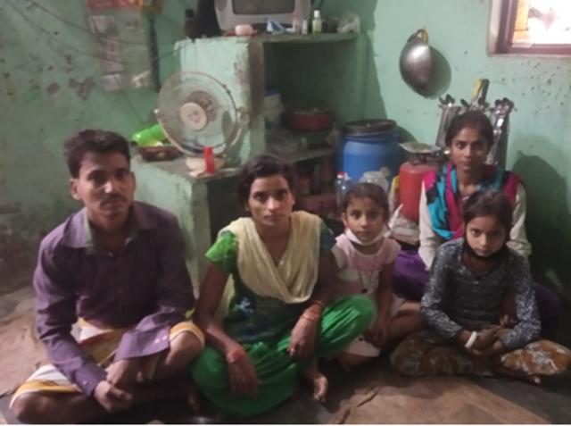 (L to R) Sonu, his wife and children and her sister in law