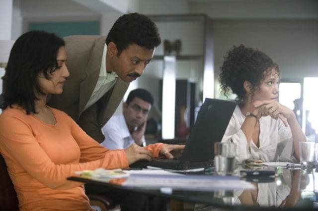 Angelina Jolie and Irrfan Khan in a still from The Mighty Heart. Angelina Jolie and Irrfan Khan in a still from The Mighty Heart.