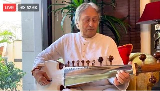 Ustad Amjad Ali Khan performs on his sarod.