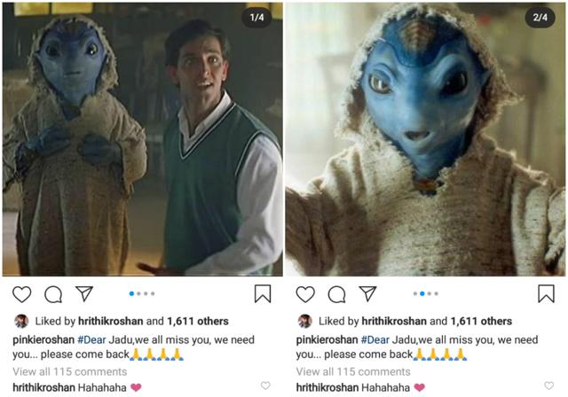 Pinkie Roshan’s post on which Hrithik reacted. Pinkie Roshan’s post on which Hrithik reacted.