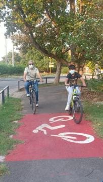 DGP Sanjay Baniwal and his son pedalling down Chandigarh roads amid the lockdown. (HT PHOTO)
