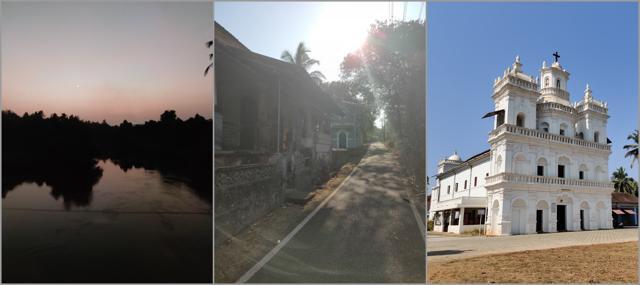 Sunset scene around Mapusa (left); Moira, a village in North Goa (centre); Moira Church, a 450-year-old establishment. (right) (Saumya Sharma/HT) Sunset scene around Mapusa (left); Moira, a village in North Goa (centre); Moira Church, a 450-year-old establishment. (right) (Saumya Sharma/HT)