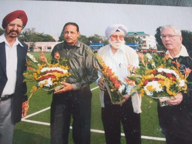(Left to Right) Gurbux Singh (member of the India national hockey team that won the Gold Medal at the 1964 Summer Olympics, Tokyo), Bir Bahadur Chetri former Olympian goalkeeper, my grandfather Rajbir Singh and Leslie Cladius (member of the Indian hockey team that won the Olympic Gold in 1948, 1952 and 1956 and silver in 1960.) (Left to Right) Gurbux Singh (member of the India national hockey team that won the Gold Medal at the 1964 Summer Olympics, Tokyo), Bir Bahadur Chetri former Olympian goalkeeper, my grandfather Rajbir Singh and Leslie Cladius (member of the Indian hockey team that won the Olympic Gold in 1948, 1952 and 1956 and silver in 1960.)
