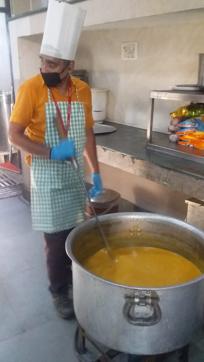 Food being prepared at the quarantine centre in Aashirwad Bhawan, Katra. (HT PHOTO ) Food being prepared at the quarantine centre in Aashirwad Bhawan, Katra. (HT PHOTO )