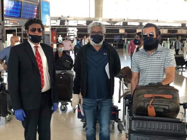 Prithviraj with others at Kochi airport on Friday. Prithviraj with others at Kochi airport on Friday.