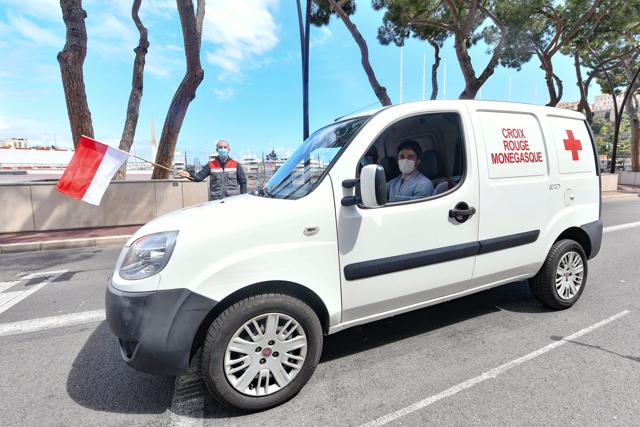 Ferrari’s rising star Charles Leclerc driving a vehicle to deliver medical and essential supplies during Red Cross duty in Monaco . (Croix-Rouge de Monaco/Facebook) Ferrari’s rising star Charles Leclerc driving a vehicle to deliver medical and essential supplies during Red Cross duty in Monaco . (Croix-Rouge de Monaco/Facebook)