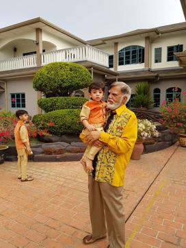 Zahaan Azam at last year’s Eid celebrations with his grandfather and younger brother. Zahaan Azam at last year’s Eid celebrations with his grandfather and younger brother.