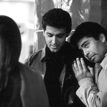 Hrithik Roshan and Karan Johar on sets of Kabhi Khushi Kabhie Gham.
