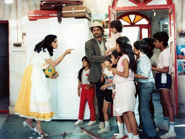 Sridevi, Anil Kapoo and the kids from Mr India. Sridevi, Anil Kapoo and the kids from Mr India.