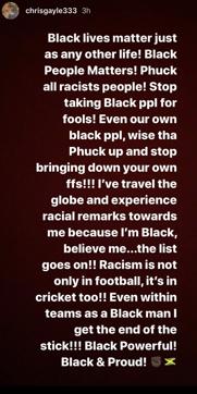 Chris Gayle’s Instagram story Chris Gayle’s Instagram story