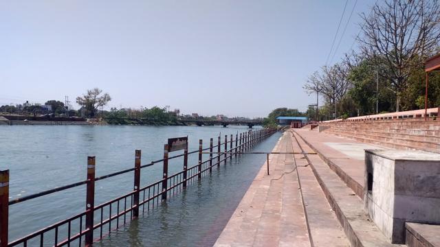 A view of the Ganga river after the lockdown in Haridwar. (HT Photo) A view of the Ganga river after the lockdown in Haridwar. (HT Photo)