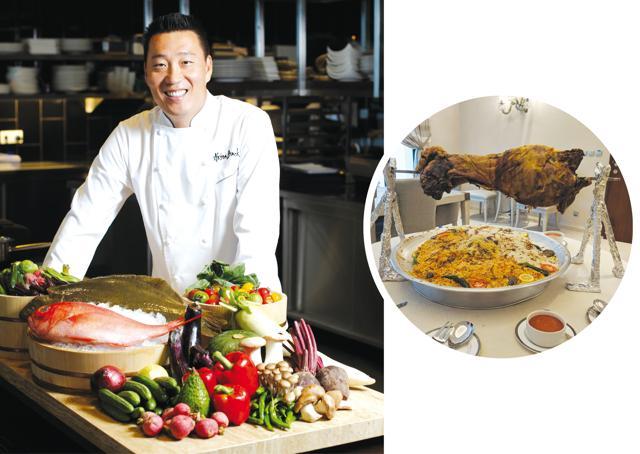 Chef Akira Back ate Kabsa (inset) at an associate’s home in Riyadh and included it in his restaurant menu Chef Akira Back ate Kabsa (inset) at an associate’s home in Riyadh and included it in his restaurant menu