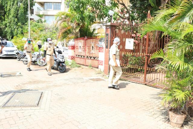 Police outside Sushant Singh Rajput’s home. Police outside Sushant Singh Rajput’s home.