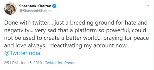 Director Shashank Khaitan Deactivates Twitter Account Calls It Breeding Ground For Hate And Negativity Entertainment News Hindustan Times