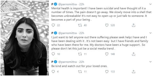 Parno Mittra’s tweets on mental health. Parno Mittra’s tweets on mental health.