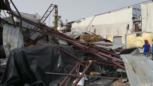The building and machinery of rice mills was damaged in the storm on Thursday. (HT Photo )