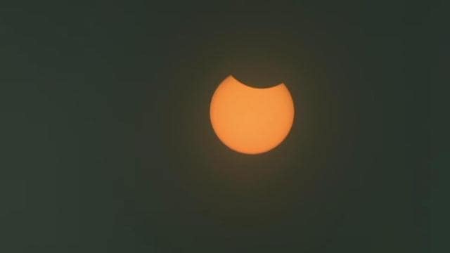 Gujarat: Solar eclipse seen in the skies of Gandhinagar. The eclipse will be visible until 1:32 pm with maximum visibility of the eclipse at 11:42 IST. (ANI) Gujarat: Solar eclipse seen in the skies of Gandhinagar. The eclipse will be visible until 1:32 pm with maximum visibility of the eclipse at 11:42 IST. (ANI)