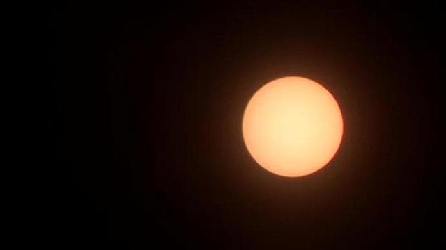 Jammu & Kashmir: The solar eclipse started at 9:15 am and will be visible until 3:04 pm. The maximum eclipse will take place at 12:10 IST. (ANI) Jammu & Kashmir: The solar eclipse started at 9:15 am and will be visible until 3:04 pm. The maximum eclipse will take place at 12:10 IST. (ANI)