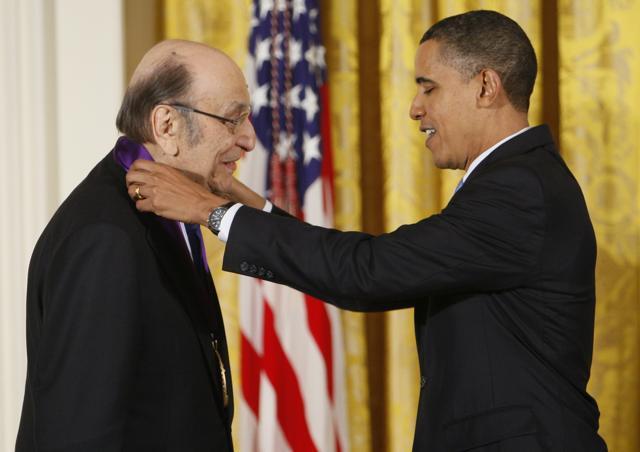 In this Thursday, Feb. 25, 2010, file photo, President Barack Obama presents a 2009 National Medal of Arts to Milton Glaser, in the East Room of the White House in Washington. (AP Photo/Charles Dharapak, File) In this Thursday, Feb. 25, 2010, file photo, President Barack Obama presents a 2009 National Medal of Arts to Milton Glaser, in the East Room of the White House in Washington. (AP Photo/Charles Dharapak, File)