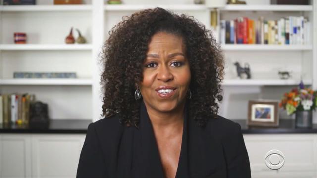 Former U.S. first lady Michelle Obama introduces humanitarian award winner Beyonce during the BET Awards. (BET) Former U.S. first lady Michelle Obama introduces humanitarian award winner Beyonce during the BET Awards. (BET)