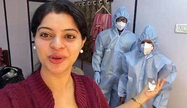 Kahat Hanuman Jai Shri Ram crew in PPE kits. Kahat Hanuman Jai Shri Ram crew in PPE kits.