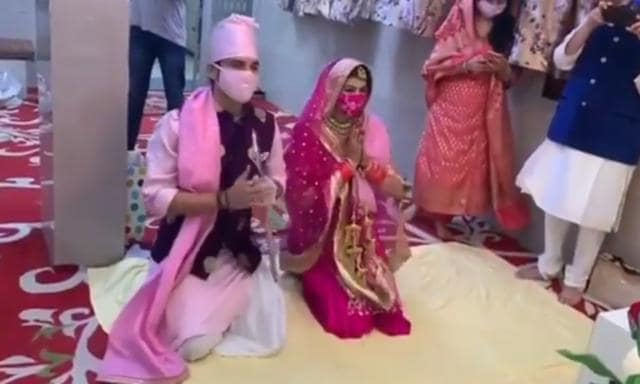 Manish and Sangeita at their wedding. Manish and Sangeita at their wedding.