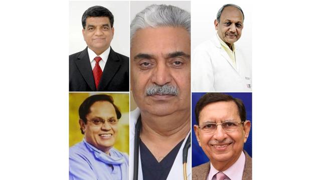 Seekmed’s guiding force - (top left) Dr. DS Rana (Nephrologist, Padma Shri); (bottom left) Dr. Anil Kohli (Endodontist, Padma Bhushan, Padma Shri, Dr. BC Roy Awardee); (middle) Dr. TS Kler (Cardiologist, Padma Bhushan); (top right) Dr. Ajay Kumar (Gastroenterologist, Dr. BC Roy Awardee) and (bottom right) Dr. KK Sethi (Cardiologist, Padma Shri) Seekmed’s guiding force - (top left) Dr. DS Rana (Nephrologist, Padma Shri); (bottom left) Dr. Anil Kohli (Endodontist, Padma Bhushan, Padma Shri, Dr. BC Roy Awardee); (middle) Dr. TS Kler (Cardiologist, Padma Bhushan); (top right) Dr. Ajay Kumar (Gastroenterologist, Dr. BC Roy Awardee) and (bottom right) Dr. KK Sethi (Cardiologist, Padma Shri)