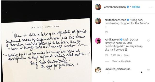 Amitabh Bachchan’s Instagram post.