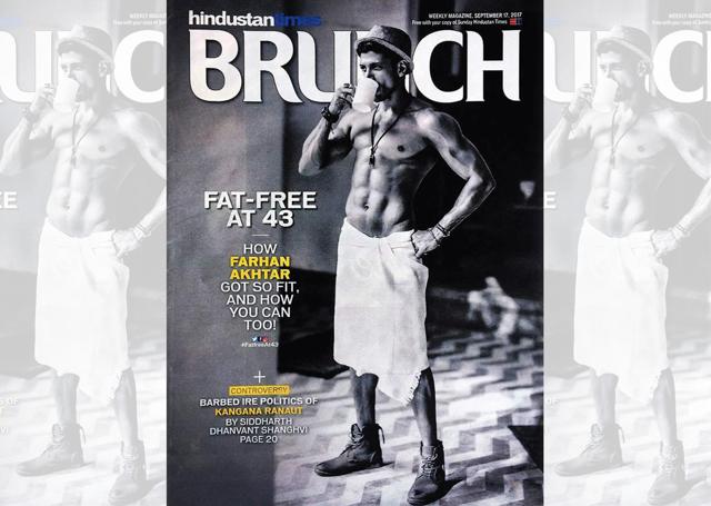 Farhan Akhtar made a strong statement on fitness by appearing in a towel on the HT Brunch cover, in September 2017 (Errikos Andreou ) Farhan Akhtar made a strong statement on fitness by appearing in a towel on the HT Brunch cover, in September 2017 (Errikos Andreou )