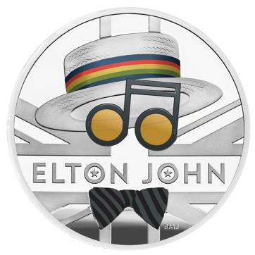 A one ounce silver proof coin's reverse from the new competitive Elton John coin collection released by Britain's Royal Mint. (via REUTERS)