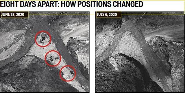 Satellite images from June 28 and July 6 released on Tuesday by Maxar, a US-based satellite imagery company, show the Chinese expansion at the Galwan Valley in eastern Ladakh has been removed as part of the disengagement procedure. (Maxar/AP Photo ) Satellite images from June 28 and July 6 released on Tuesday by Maxar, a US-based satellite imagery company, show the Chinese expansion at the Galwan Valley in eastern Ladakh has been removed as part of the disengagement procedure. (Maxar/AP Photo )