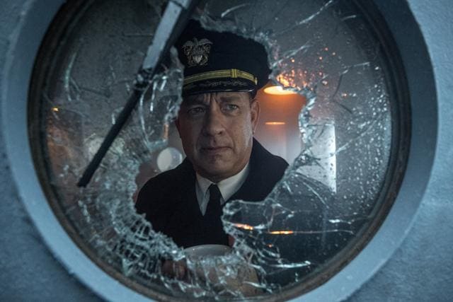 This image released by Apple TV Plus shows Tom Hanks in a scene from Greyhound. (AP) This image released by Apple TV Plus shows Tom Hanks in a scene from Greyhound. (AP)