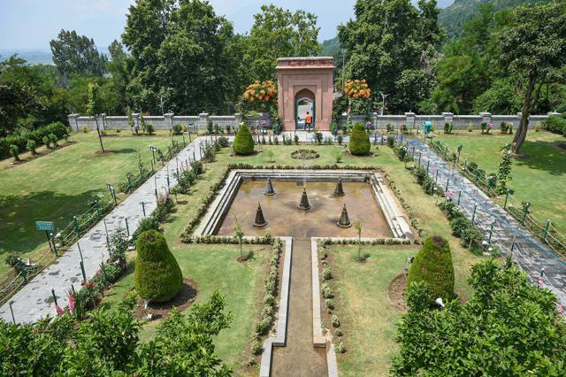 Srinagar: Mughal Garden wears a deserted look after the authorities decided to reopen it for tourists, during Unlock 2.0, in Srinagar, Wednesday, July 8, 2020. (PTI) Srinagar: Mughal Garden wears a deserted look after the authorities decided to reopen it for tourists, during Unlock 2.0, in Srinagar, Wednesday, July 8, 2020. (PTI)