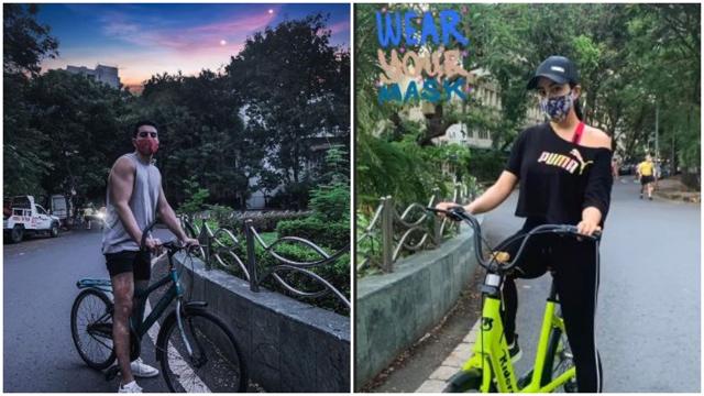 Sara and Ibrahim posing with their bikes. Sara and Ibrahim posing with their bikes.