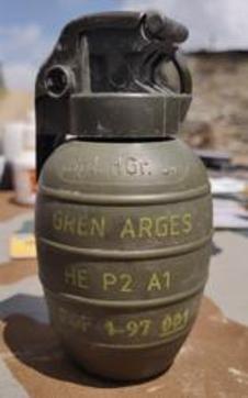 One of the Pak-made Arges grenade that has been found on the terrorists killed near LoC One of the Pak-made Arges grenade that has been found on the terrorists killed near LoC