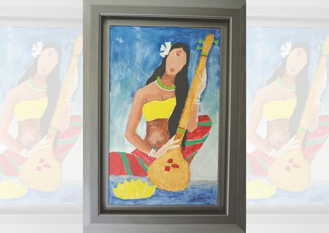 A Lady Playing Sitar by M F Husain A Lady Playing Sitar by M F Husain