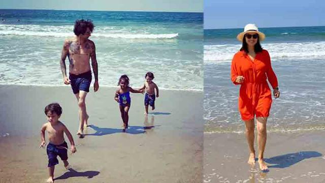 Sunny Leone and family at Santa Monica Beach. Sunny Leone and family at Santa Monica Beach.