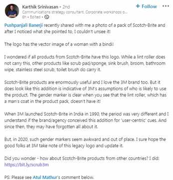 The post shared by Karthik Srinivasan on LinkedIn. (LinkedIn/Karthik Srinivasan)