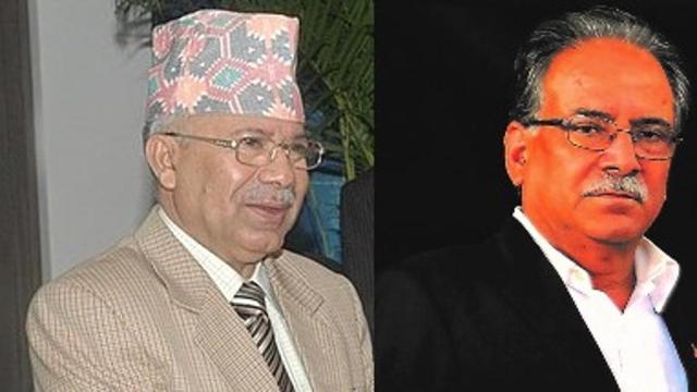 PM Oli attempts to play one against the order. Former Nepal PMs Madhav Nepal and Pushpa Kamal Dahal (right) (Agencies) PM Oli attempts to play one against the order. Former Nepal PMs Madhav Nepal and Pushpa Kamal Dahal (right) (Agencies)