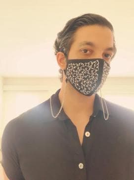 Bhaavya Bhatnagar’s designer masks feature intricate embroidery, beadwork and ornamental chain retainers. Bhaavya Bhatnagar’s designer masks feature intricate embroidery, beadwork and ornamental chain retainers.