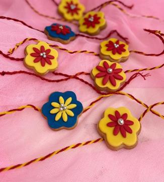 Priyanka Sambi of Pink Cloud Cakes & Co makes eggless vanilla cookie rakhis. Priyanka Sambi of Pink Cloud Cakes & Co makes eggless vanilla cookie rakhis.