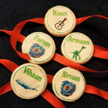 Nupur Verma of The Wooden Spoon makes personalised rakhis with edible print. Nupur Verma of The Wooden Spoon makes personalised rakhis with edible print.