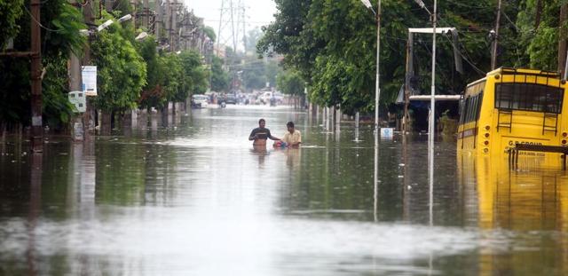 The flooded Power House Road in Bathinda on Tuesday. (Sanjeev Kumar/HT) The flooded Power House Road in Bathinda on Tuesday. (Sanjeev Kumar/HT)