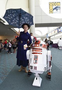 Stephanie Smith, dressed as Mary Poppins, poses with a radio controlled "Star Wars" R2-D2 on day two of Comic-Con International at the San Diego Convention Center Friday, July 10, 2015, in San Diego. (Denis Poroy/Invision/AP) Stephanie Smith, dressed as Mary Poppins, poses with a radio controlled "Star Wars" R2-D2 on day two of Comic-Con International at the San Diego Convention Center Friday, July 10, 2015, in San Diego. (Denis Poroy/Invision/AP)
