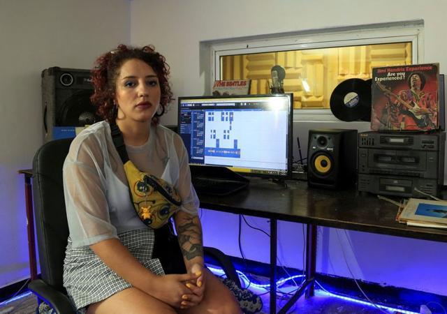 Moroccan rapper Houda Abouz, 24, known by her stage name "Khtek", attends an interview with Reuters inside a studio in Rabat, Morocco July 20, 2020. (REUTERS/Shereen Talaat) Moroccan rapper Houda Abouz, 24, known by her stage name "Khtek", attends an interview with Reuters inside a studio in Rabat, Morocco July 20, 2020. (REUTERS/Shereen Talaat)