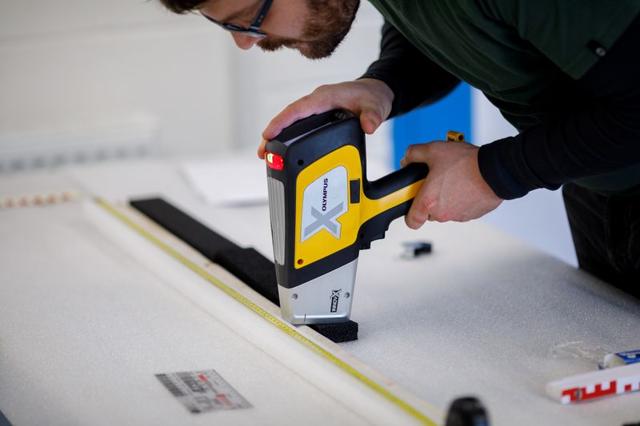 Jake Ciborowski from the University of Brighton analyses the sarsen core extracted from Stone 58 at Stonehenge using a portable x-ray fluorescence spectrometer in this undated image taken in an unknown location. (via REUTERS) Jake Ciborowski from the University of Brighton analyses the sarsen core extracted from Stone 58 at Stonehenge using a portable x-ray fluorescence spectrometer in this undated image taken in an unknown location. (via REUTERS)