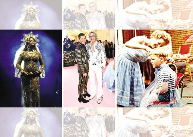 (From left to right) A pregnant Beyoncé in a Dundas World creation at the Grammys, 2017; Peter Dundas with his partner Evangelo Bousis; Dundas, 4, getting a hair-cut (From left to right) A pregnant Beyoncé in a Dundas World creation at the Grammys, 2017; Peter Dundas with his partner Evangelo Bousis; Dundas, 4, getting a hair-cut